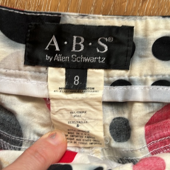 ABS by Allen Schwartz, miniskirt, polkadots, cotton, red, white and black size 8 - Picture 5 of 9